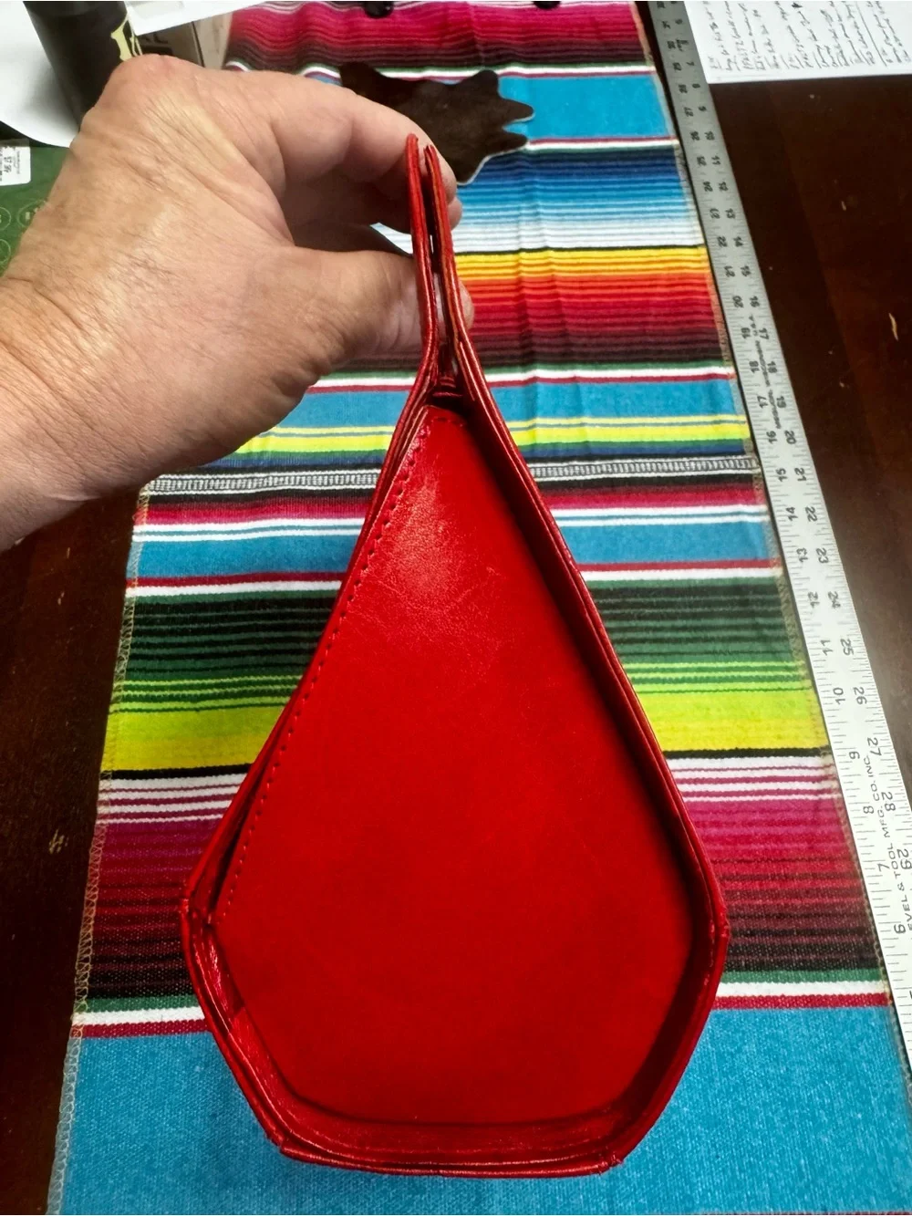 Nordstrom Red Structured Leather Wristlet Clutch